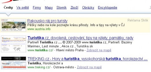 SERP turistika Seznam.cz