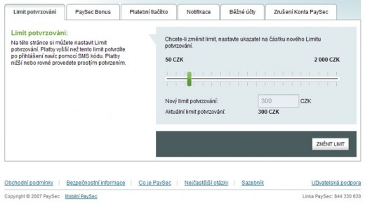 Nastavení limitů