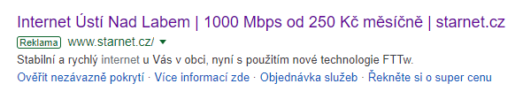 příklad dobře napsaného inzerátu v Google Ads